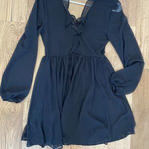 Express long sleeve black ruffle dress